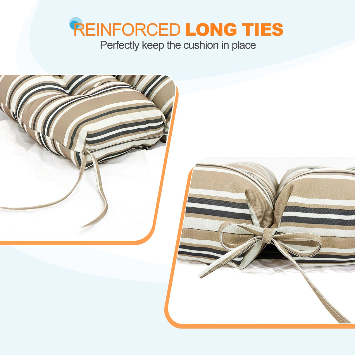 Tufted Outdoor/Indoor Seat/Back Chair Cushions, Set of 4, 42'' x 21'' - Eagle Peak Custom Canopy Tent