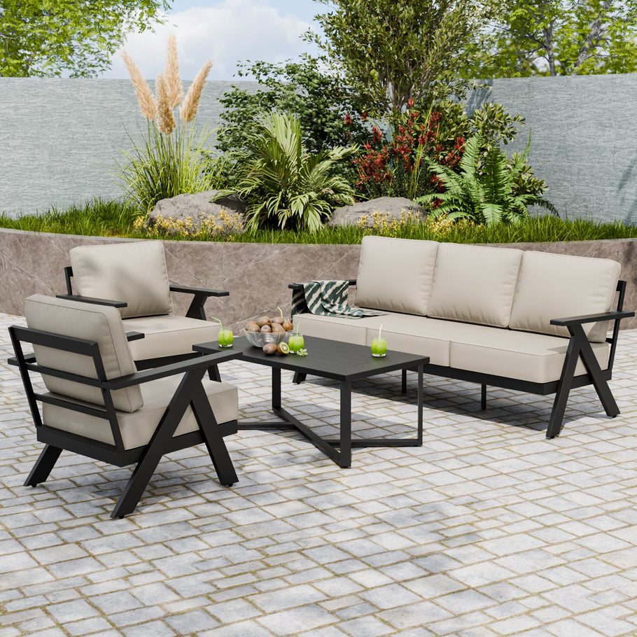 Urban Slate 4 Piece Modern Outdoor Patio Furniture Set