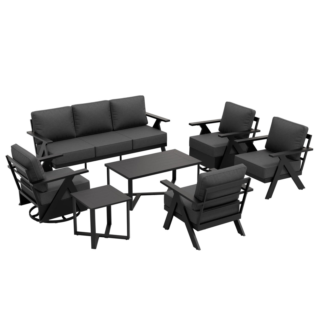 Urban Slate 7 Piece Modern Outdoor Patio Furniture Set - Eagle Peak Custom Canopy Tent
