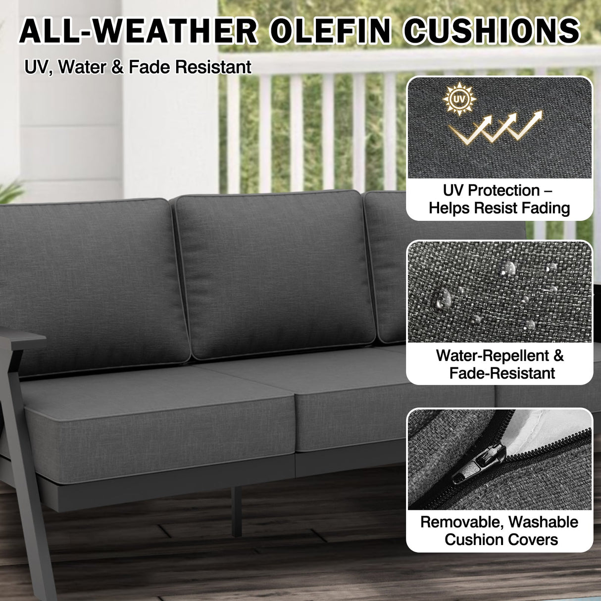 Urban Slate Modern Patio Couch Outdoor Sofa - Eagle Peak Custom Canopy Tent