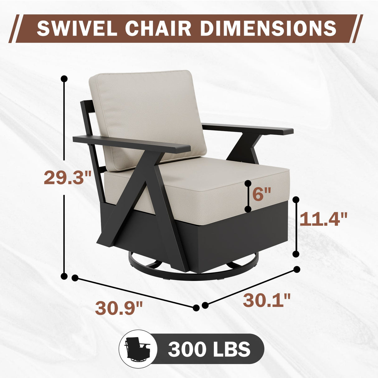 Urban Slate Modern Swivel Rocker Patio Chair Set of 2/4, Black/Beige - Eagle Peak Custom Canopy Tent