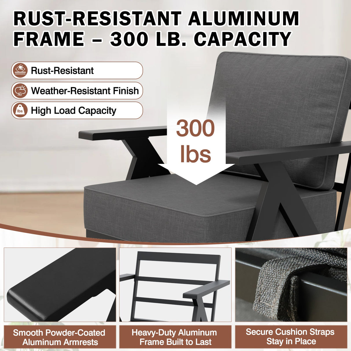 Urban Slate Modern Swivel Rocker Patio Chair Set of 2/4, Black/Beige - Eagle Peak Custom Canopy Tent