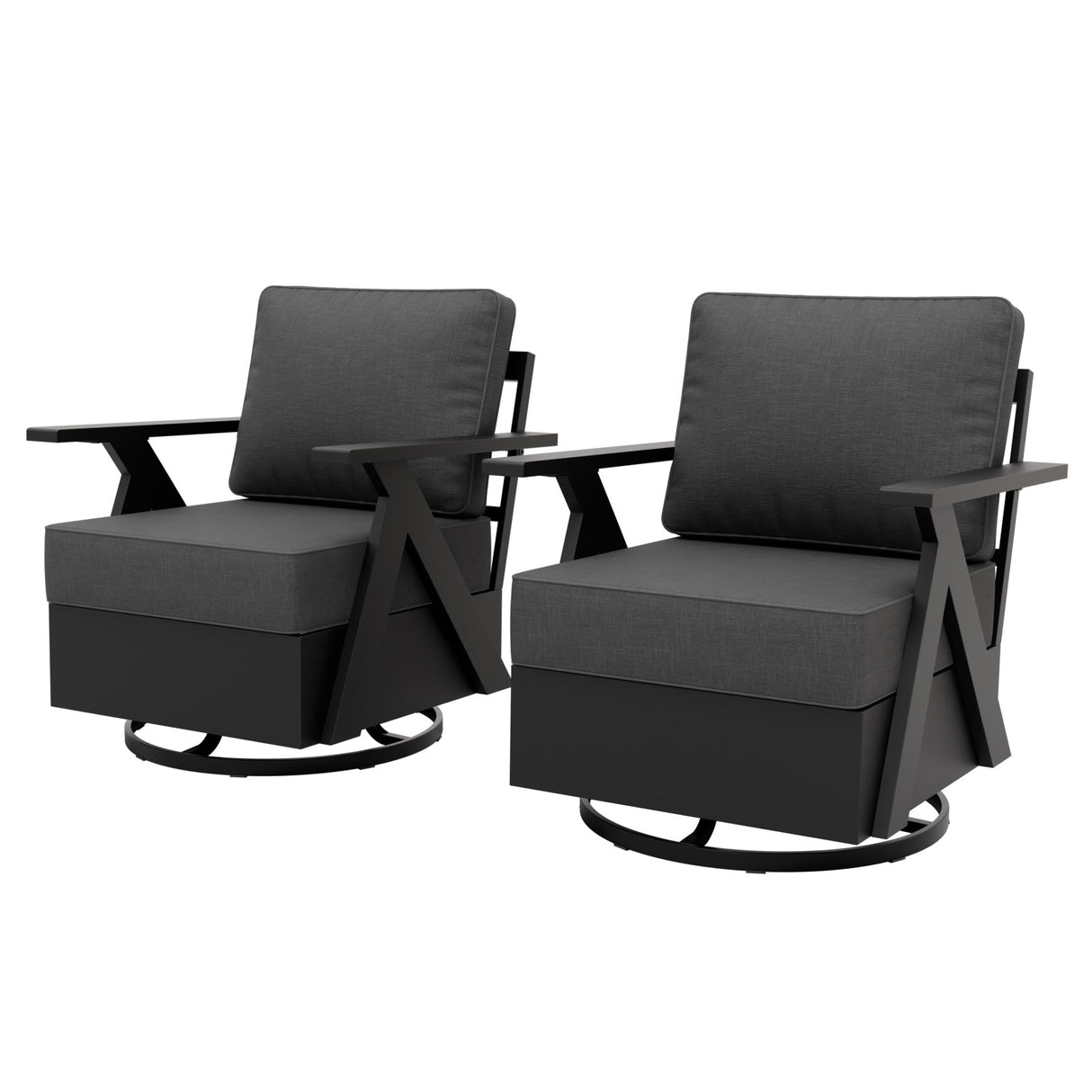 Urban Slate Modern Swivel Rocker Patio Chair Set of 2/4, Black/Beige - Eagle Peak Custom Canopy Tent