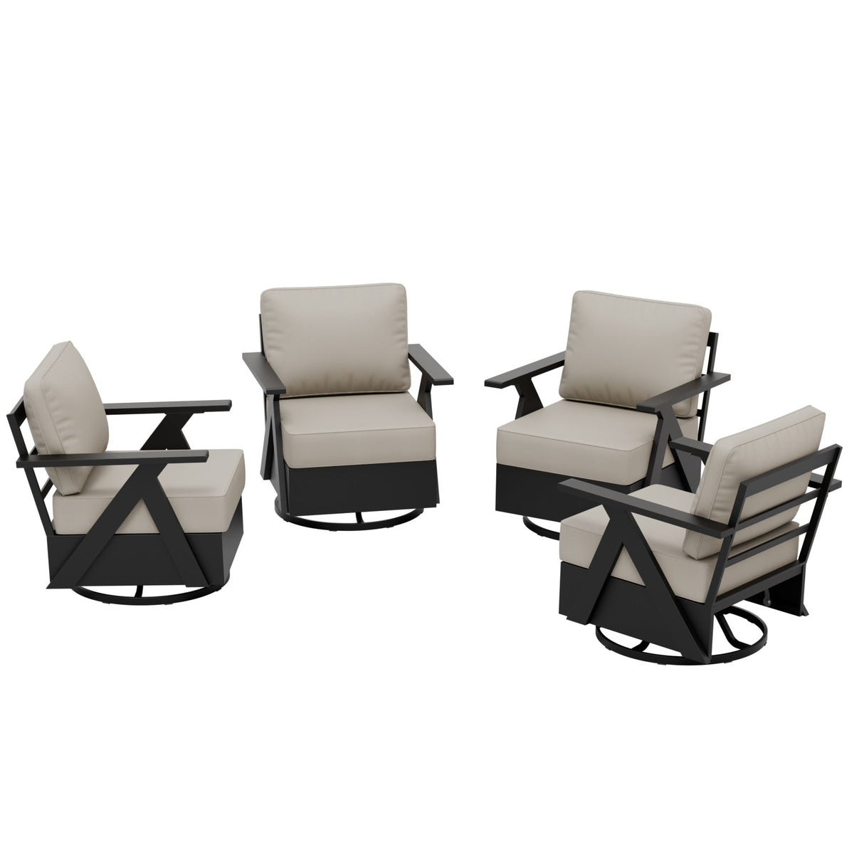 Urban Slate Modern Swivel Rocker Patio Chair Set of 2/4, Black/Beige - Eagle Peak Custom Canopy Tent