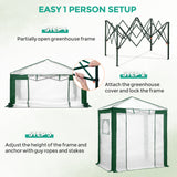 6x4/8x6/10x10 Portable Walk in Greenhouse with Polyester Reinforced Corners, Gray/White, Green/White
