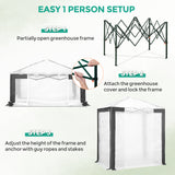 6x4/8x6/10x10 Portable Walk in Greenhouse with Polyester Reinforced Corners, Gray/White, Green/White