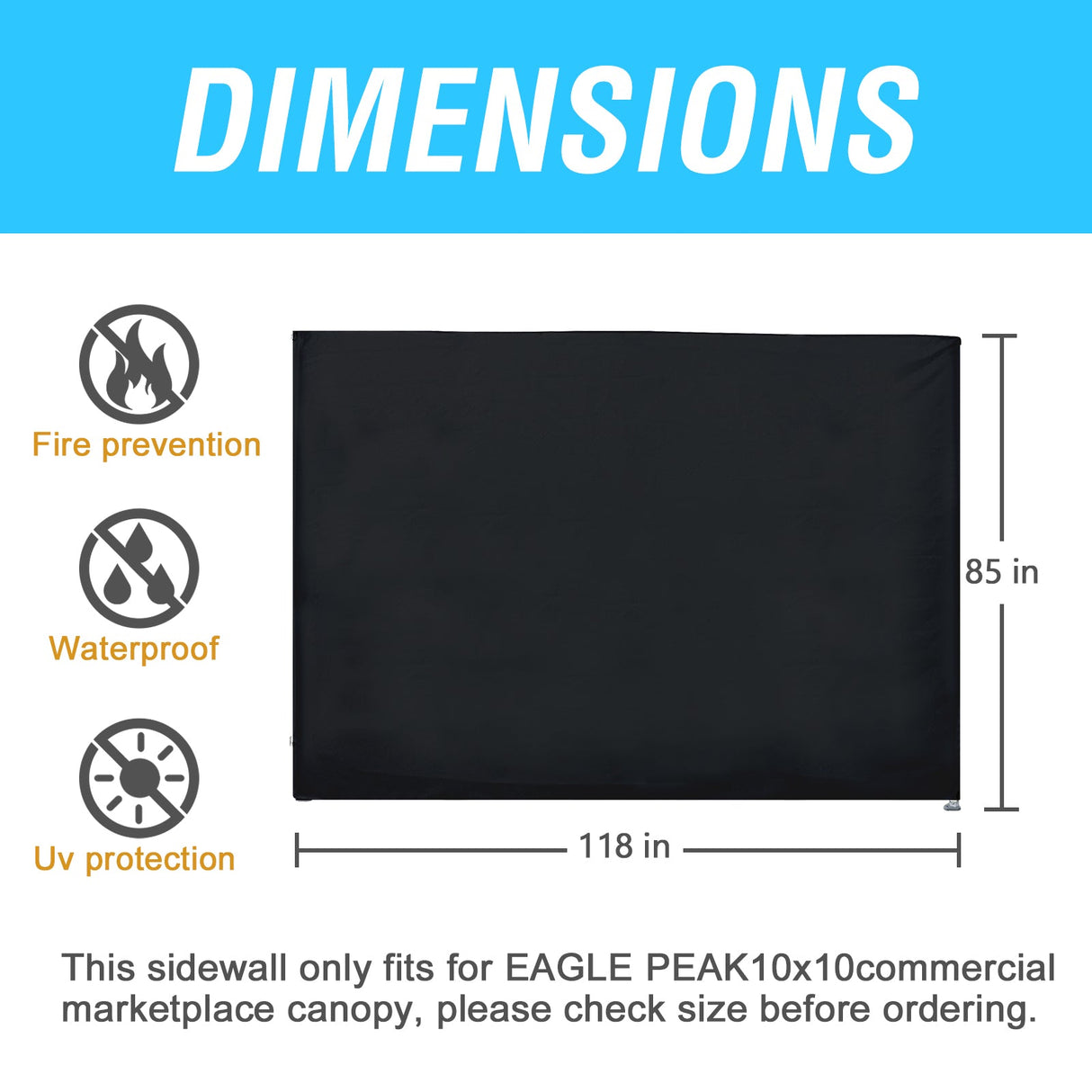 Wall Panel/Sunwall for 10x10 Heavy-Duty Commercial Canopy Tent - Eagle Peak®