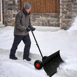 Wheeled Snow Shovel for Driveway 29”x16.5” Blade, Single/Dual Rod - Eagle Peak Custom Canopy Tent