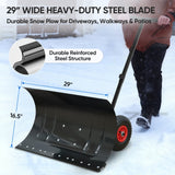Wheeled Snow Shovel for Driveway 29”x16.5” Blade, Single/Dual Rod - Eagle Peak Custom Canopy Tent