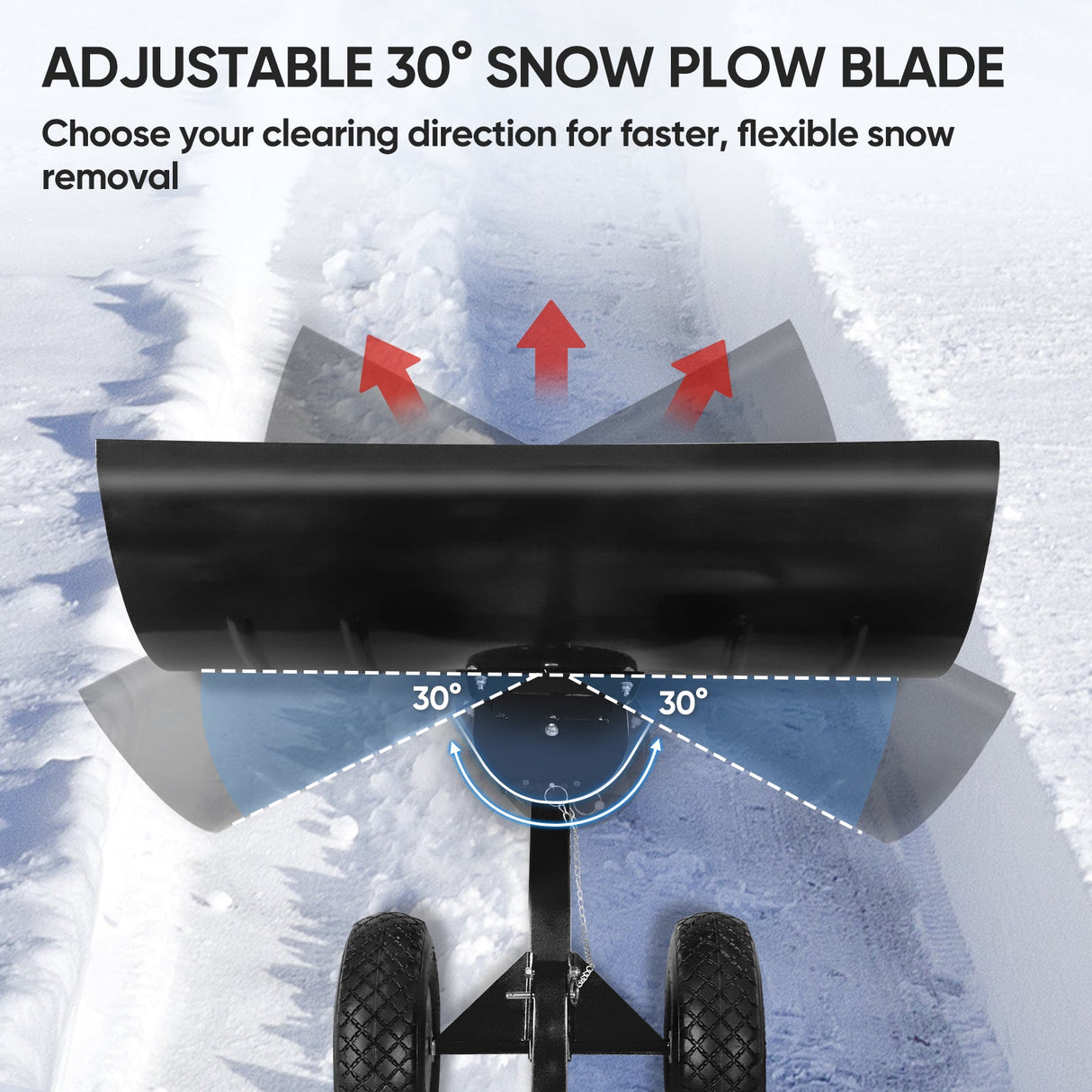 Wheeled Snow Shovel for Driveway 29”x16.5” Blade, Single/Dual Rod - Eagle Peak Custom Canopy Tent