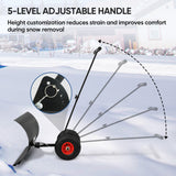 Wheeled Snow Shovel for Driveway 29”x16.5” Blade, Single/Dual Rod - Eagle Peak Custom Canopy Tent