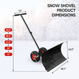 Wheeled Snow Shovel for Driveway 29”x16.5” Blade, Single/Dual Rod - Eagle Peak Custom Canopy Tent