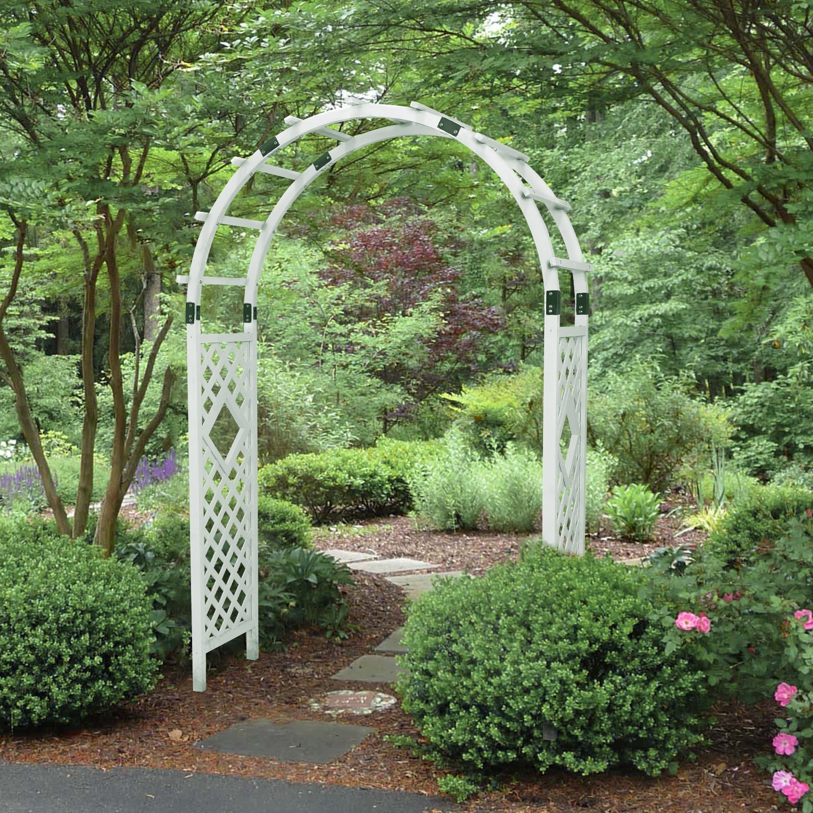 wooden garden arch trellis Wood Arbor Garden Trellis Archway, 92 in Wedding Arch White