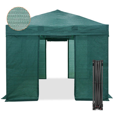 EAGLE PEAK 10x10 Walk-in Shade Cloth Cover Greenhouse Instant Pop-up Portable Gardening Green House with Mesh Cover, Front Entry Door, Green