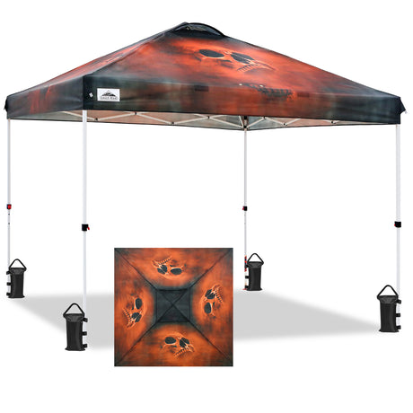 EAGLE PEAK 10x10 Pop Up Canopy, Instant Outdoor Canopy Tent, Straight Leg Pop Up Tent for Parties, Camping, The Beach and More, 100 Square Feet of Shade, Horror Skull