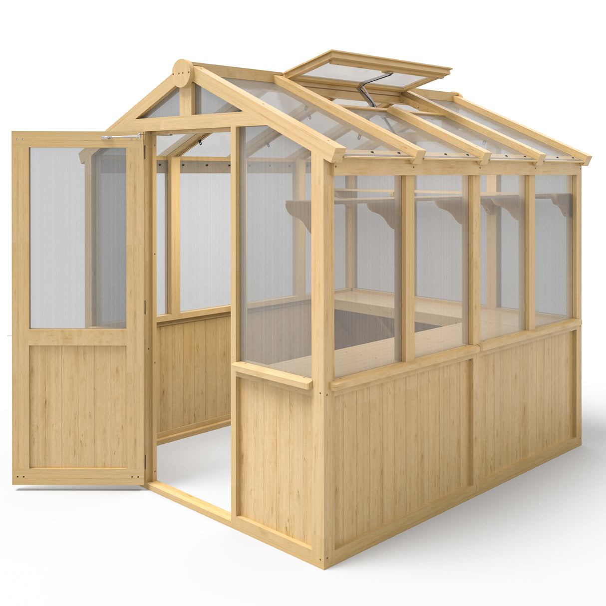 EAGLE PEAK 7.5x6.7x7.7 Wood and Polycarbonate Walk-in Greenhouse