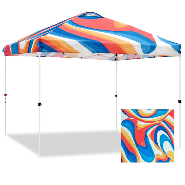 Eagle Peak SHADE GRAPHiX Easy Setup 10x10 Pop Up Canopy Tent with Digital Printed Swirl Top
