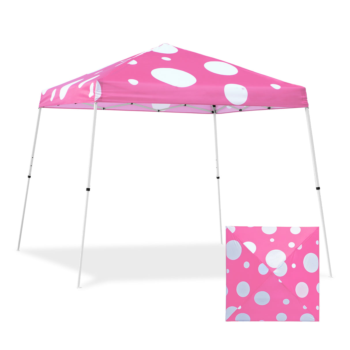Eagle Peak SHADE GRAPHiX Slant Leg 10x10 Easy Setup Pop Up Canopy Tent (Pink Mushroom Top)