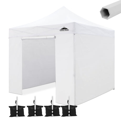 EAGLE PEAK 10x10 Heavy Duty Pop up Commercial Canopy with Removable Sidewalls,4 Sandbags