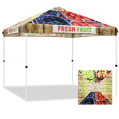 Eagle Peak SHADE GRAPHiX Easy Setup 10x10 Pop Up Canopy Tent with Digital Printed Fruit