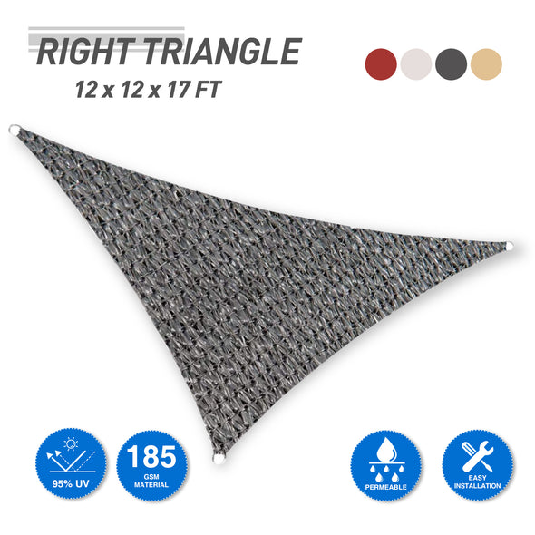 EAGLE PEAK Sun Shade Sail Right Triangle Canopy 12x 12x 17 UV Block Awning for Outdoor Patio Lawn Garden Backyard Deck