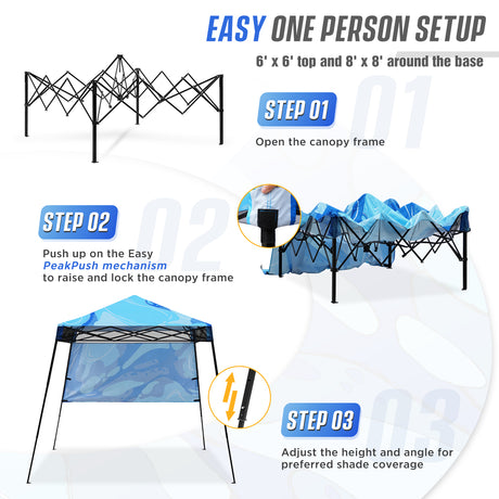 Eagle Peak SHADE GRAPHiX Day Tripper 8x8 Pop Up Canopy Tent with Digital Printed Blue Abstract Top