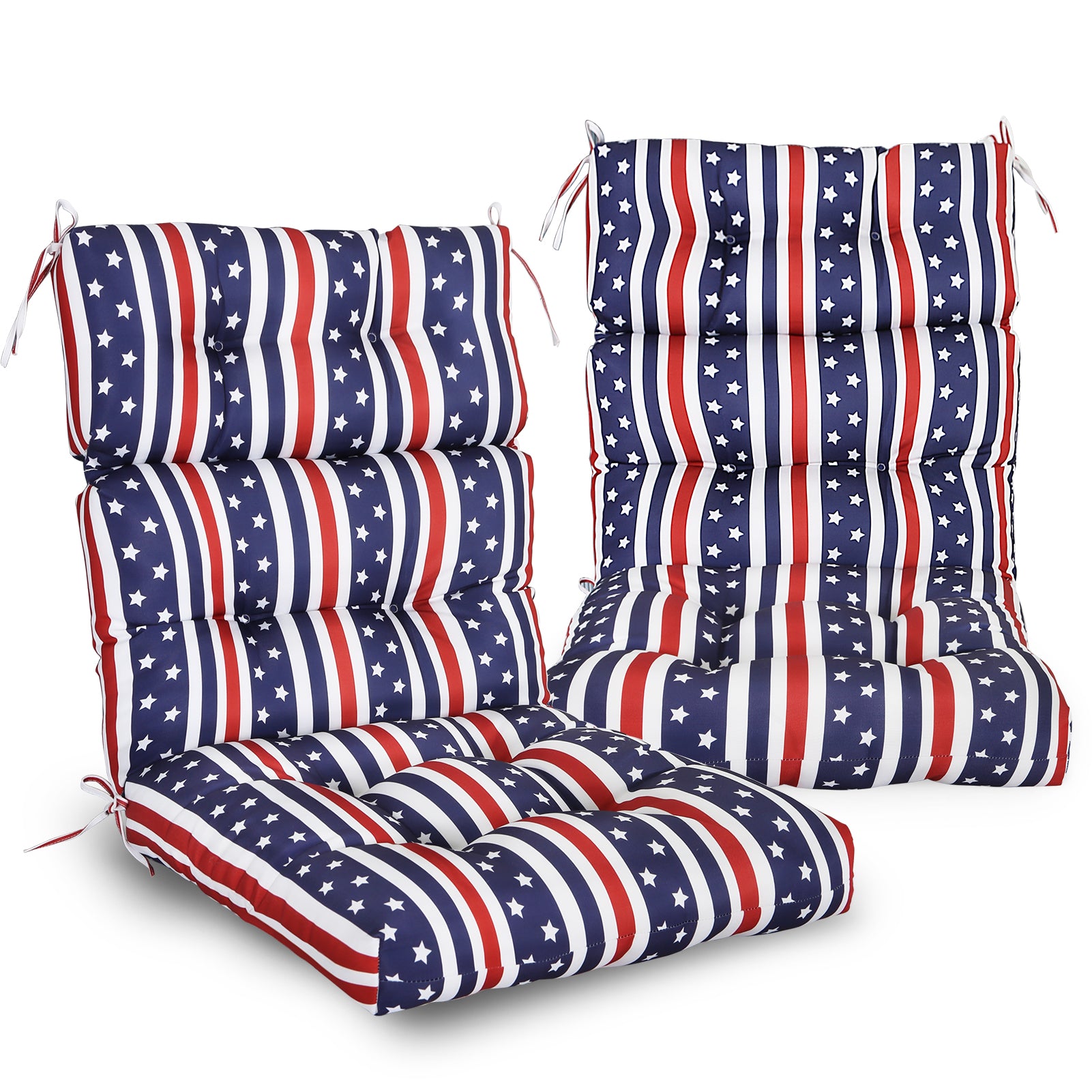 EAGLE PEAK Tufted Outdoor/Indoor High Back Patio Chair Cushion, Set of