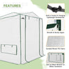 EAGLE PEAK 8x6 Portable Walk-in Greenhouse Instant Pop-up Indoor Outdoor Plant Gardening Green House, Heavy Duty Translucent Woven PE Canopy, Roll-Up Zipper Doors and Side Windows, White