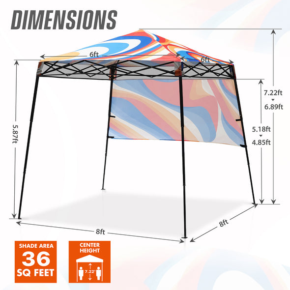Eagle Peak SHADE GRAPHiX Day Tripper 8x8 Pop Up Canopy Tent with Digital Printed Swirl Top