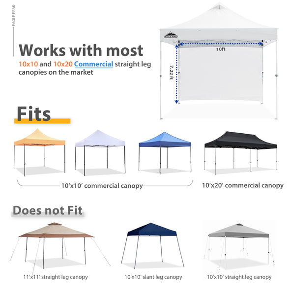 EAGLE PEAK Canopy SunWall for 10x10 Commercial Pop Up Canopy, 1 Sidewall