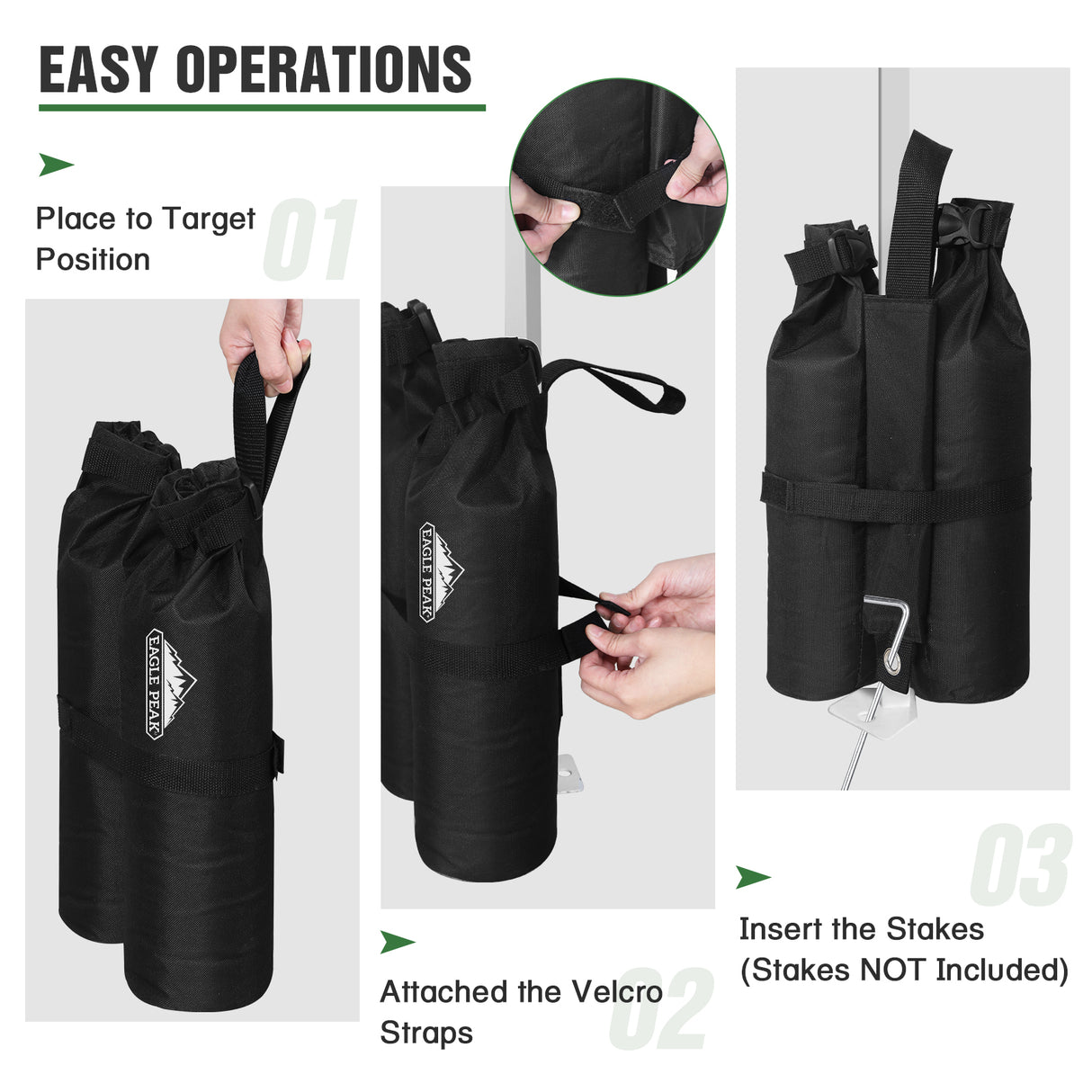 EAGLE PEAK Canopy Weight Bags 4-Pack, Heavy Duty Sand Bags for Pop