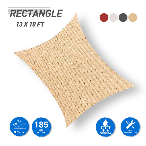 EAGLE PEAK Sun Shade Sail Rectangle Canopy 10x13 UV Block Awning for Outdoor Patio Lawn Garden Backyard Deck