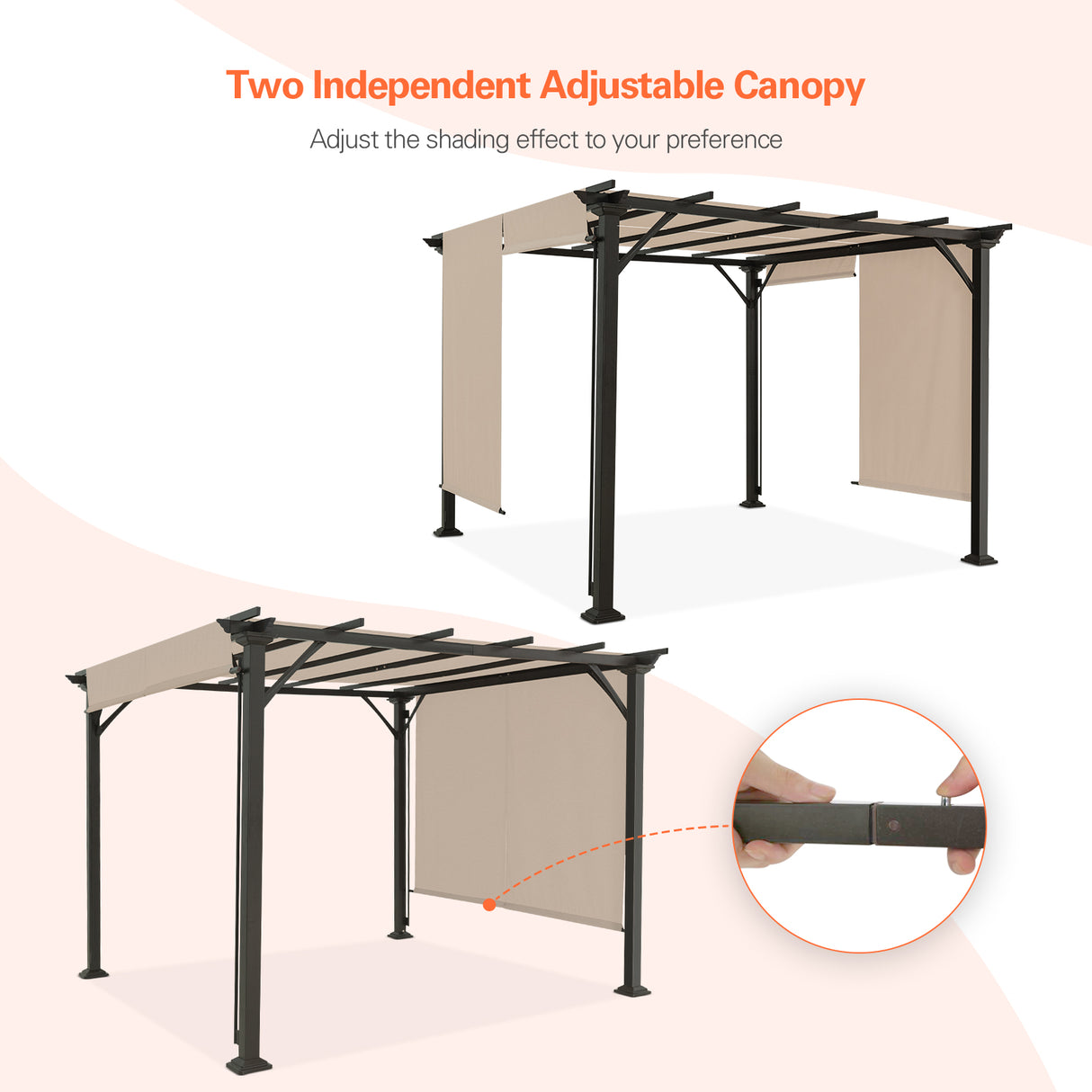 Eagle Peak 10Ftx10Ft Metal Pergola with Polyester Top