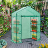 EAGLE PEAK Outdoor Walk-in Small Greenhouse with Mesh Side Windows, 3 Tier 4 Shelves Portable Plant Gardening Warm House for Seedling Flowers Growing,  61'' x 28'' x 79'', Green