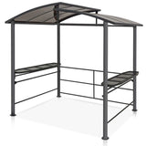 EAGLE PEAK 8x5 BBQ Grill Gazebo Steel Frame Double-Tier Polycarbonate with Shelves Serving Tables
