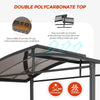 EAGLE PEAK 8x5 BBQ Grill Gazebo Outdoor Backyard Steel Frame Double-Tier Polycarbonate Hard Top Canopy with Shelves Serving Tables