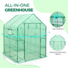 EAGLE PEAK Walk-in Greenhouse 2 Tiers 8 Shelves with Roll-up Zipper Door,2 Side Mesh Windows and Vertical Shelf, Outdoor Indoor Gardening Plant House 56'' x 56'' x 76'' , Green