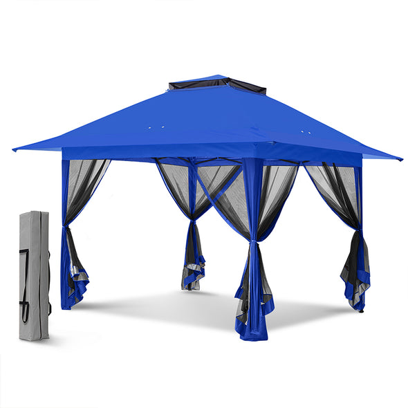 EAGLE PEAK 13x13 Gazebo Pop Up Canopy Tent w/ Mosquito Netting Instant Outdoor Gazebo  Easy Set-up Folding Shelter