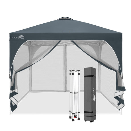 EAGLE PEAK 10x10 Outdoor Pop Up Canopy Tent, Pop Up Screenhouse with Mosquito Netting, Vented Top and Wheeled Carrying Bag - Eagle Peak®
