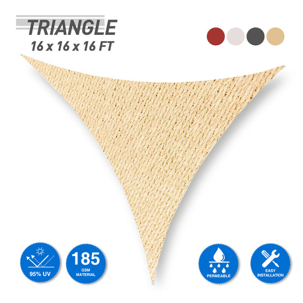 EAGLE PEAK Sun Shade Sail Triangle Canopy 16x16x16 UV Block Awning for Outdoor Patio Lawn Garden Backyard Deck