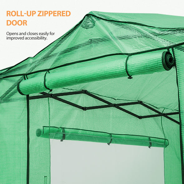 EAGLE PEAK Replacement Cover for 8x6 Portable Walk-in Greenhouse, Front and Rear Roll-Up Zipper Entry Doors and 2 Large Roll-Up Side Windows (Frame Not Included)