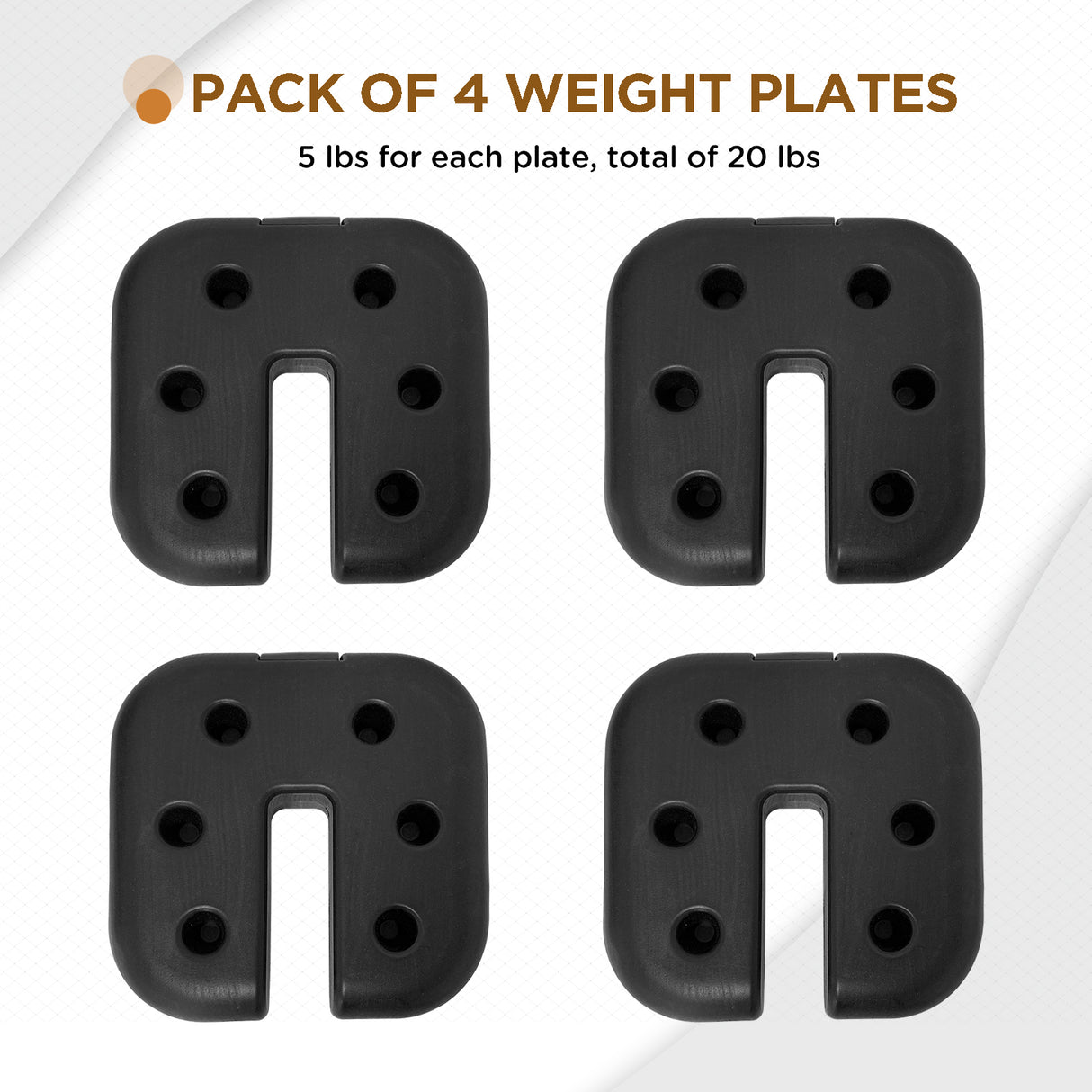 EAGLE PEAK Canopy Weight Plates 4-Set for Pop up Canopy, Tent, Gazebo, Umbrellas, Tent Weights for Legs, 20 lbs, Black