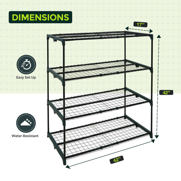 EAGLE PEAK Greenhouse Shelving Staging Double 4 Tier, Outdoor / Indoor Plant Shelves, 42" x 18" x 42", Green