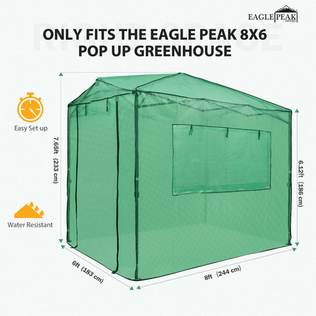 EAGLE PEAK Replacement Cover for 8x6 Portable Walk-in Greenhouse (Frame Not Included) (GH48-AZ-SP017)