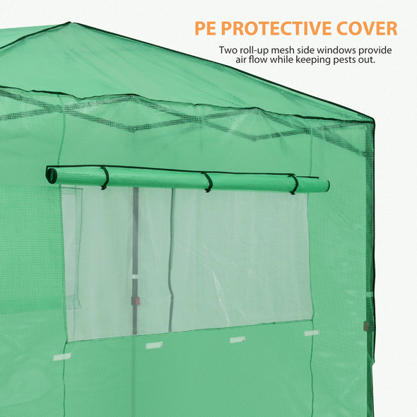 EAGLE PEAK Replacement Cover for 8x6 Portable Walk-in Greenhouse, Front and Rear Roll-Up Zipper Entry Doors and 2 Large Roll-Up Side Windows (Frame Not Included)