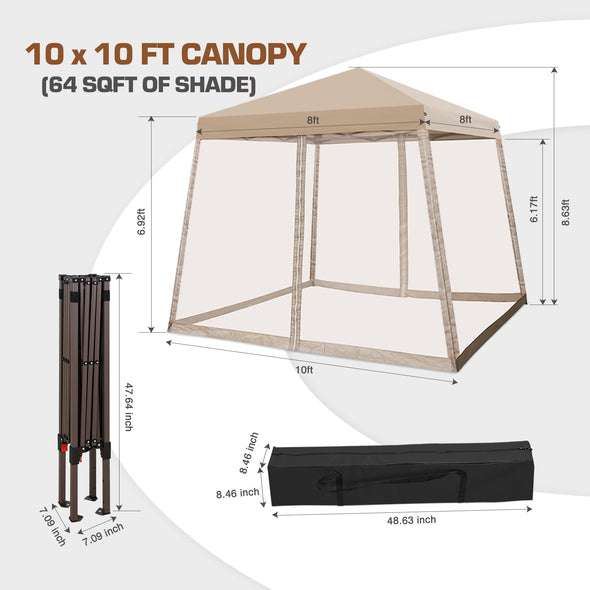 CROWN SHADES 13X13 Outdoor Pop Up Gazebo Patended Center Lock Quick Setup  Wheeled STO-N-Go Cover Bag Instant Canopy Tent with Mosquito Nettings  (13x13, Blue) 