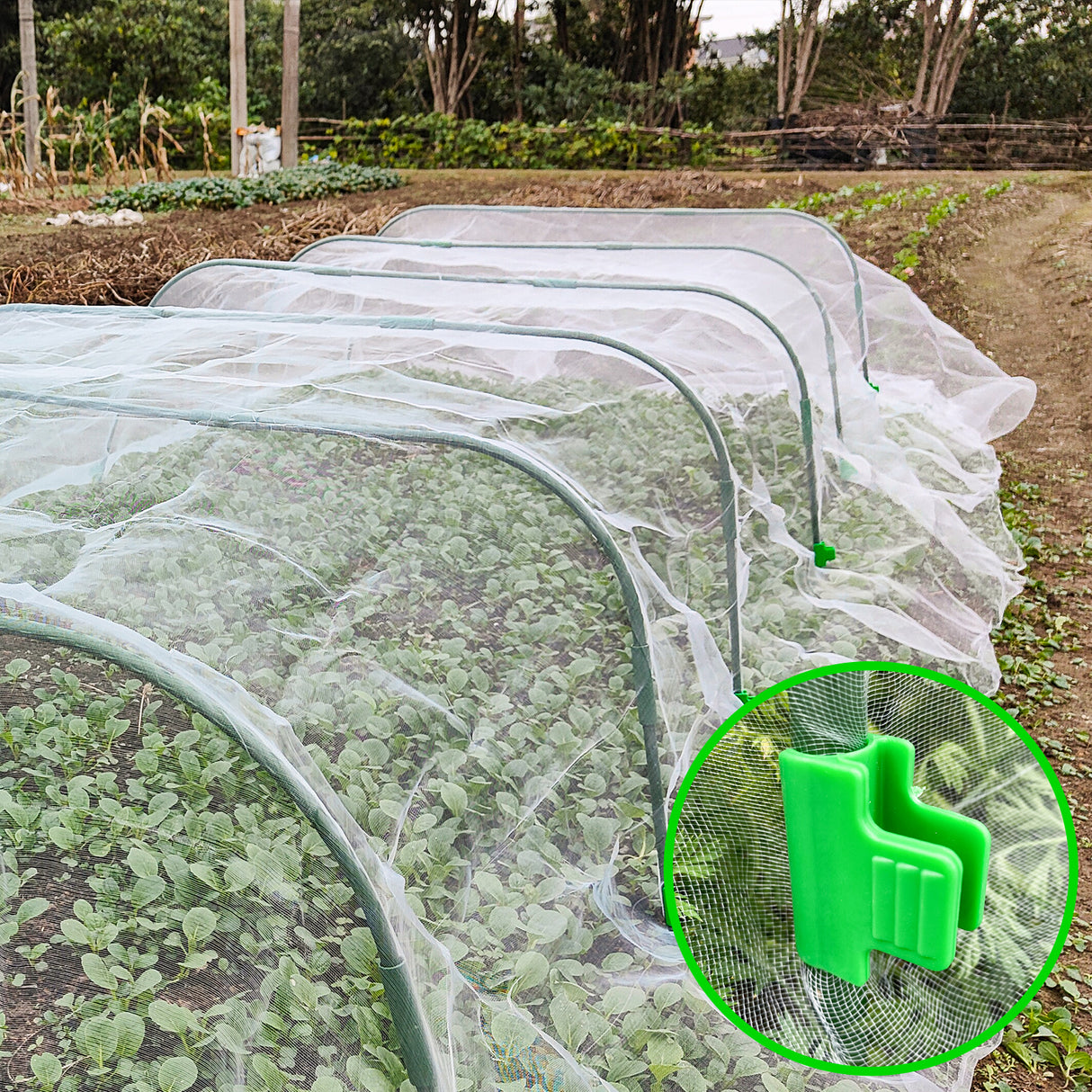 Garden Netting Kit with 8 x 20 ft Mesh Plant Cover