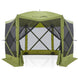 EAGLE PEAK 12 x 12 ft Portable Quick Pop Up 6 Sided Instant Gazebo Canopy, Outdoor Camping Screen Tent with Mesh Netting 8 Person, Green / Beige