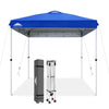 EAGLE PEAK 8x8 Pop Up Canopy Tent Instant Outdoor Canopy Easy Set-up Straight Leg Folding Shelter with Wheeled Bag, 8 Stakes and 4 Ropes, Blue / White