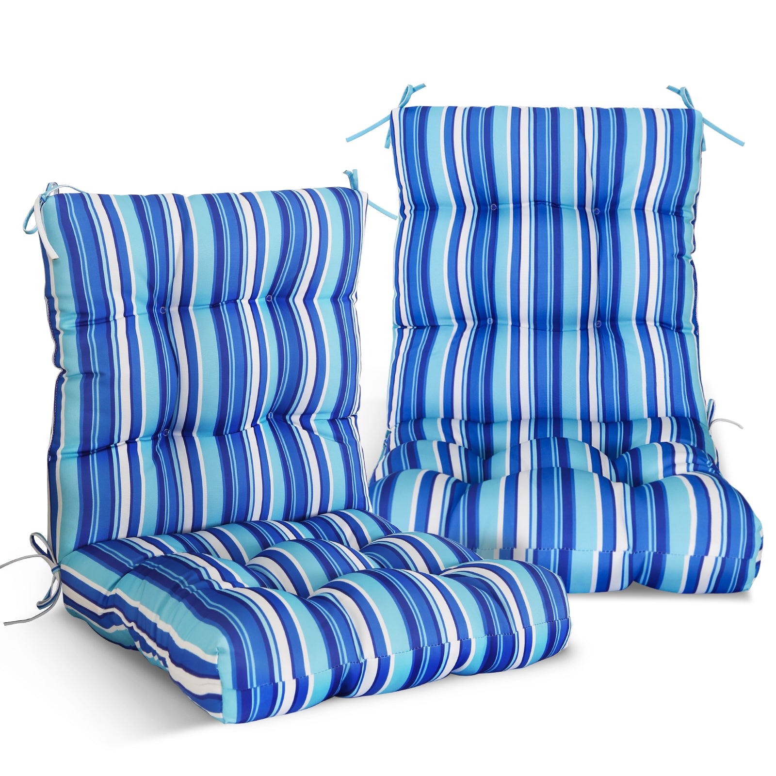 EAGLE PEAK Tufted Outdoor/Indoor High Back Patio Chair Cushion, Set of